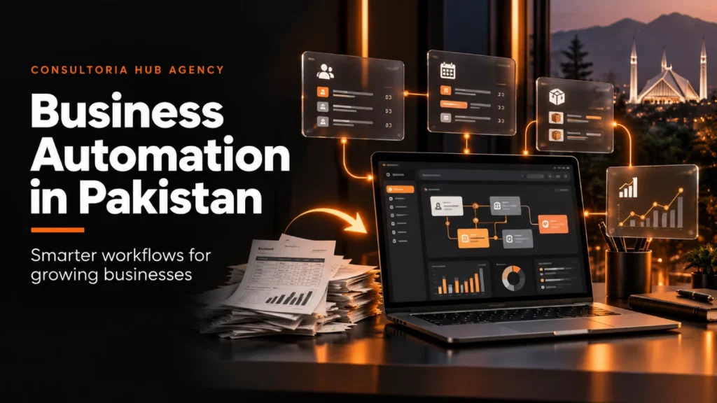 Business owner reviewing connected sales, booking and inventory workflows on a dashboard